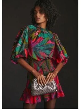 Farm Rio Midnight Leaves Mini Dress